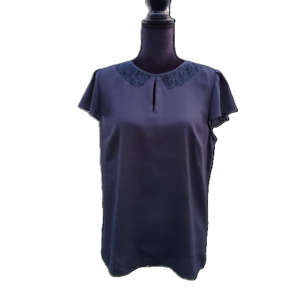 Ann Taylor Navy Blouse Top Size 10